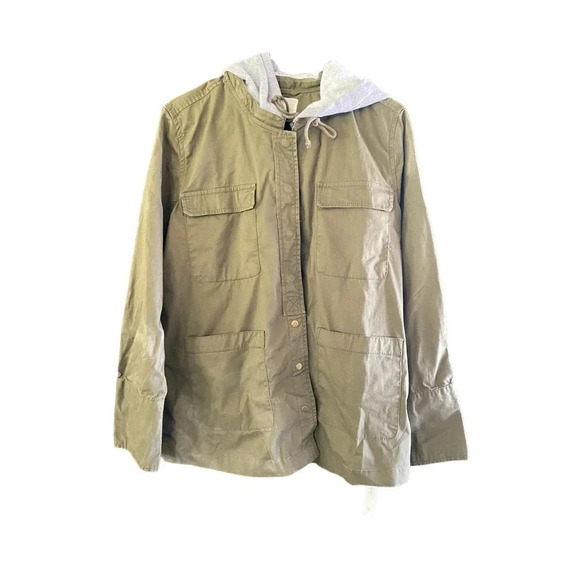 Caslon Women's Military Green Long Sleeves Button Down Utility Jacket Size Large - Picture 1 of 6
